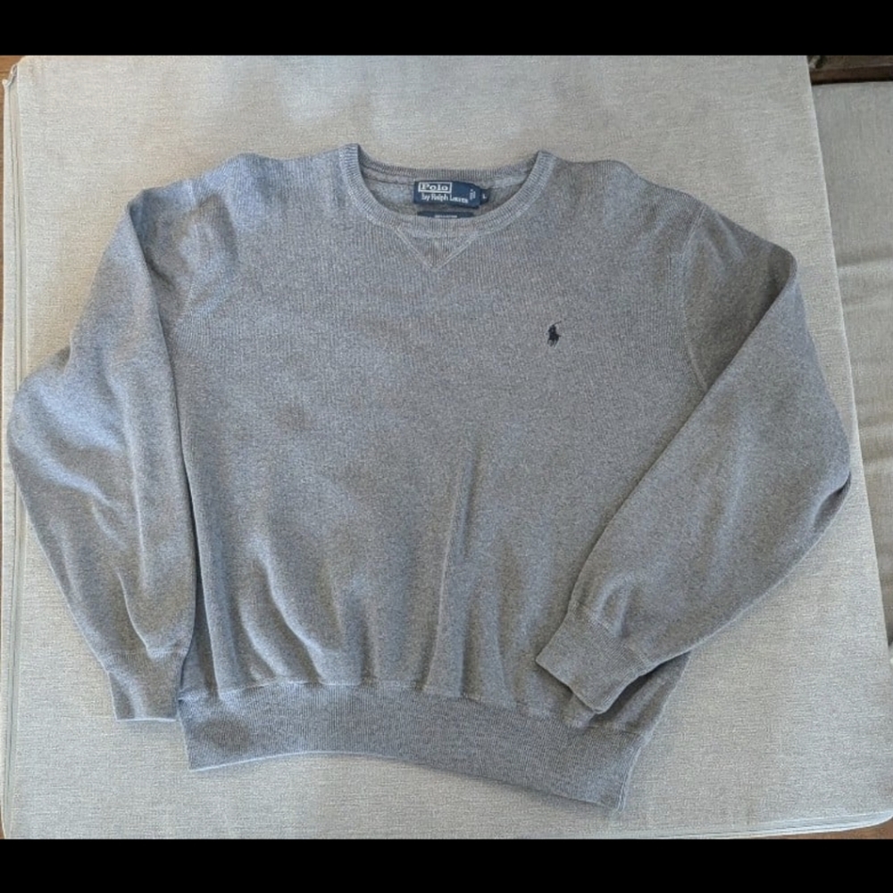 Vintage Polo by Ralph Lauren Grey Crewneck Sweater Size Large 100% Cotton